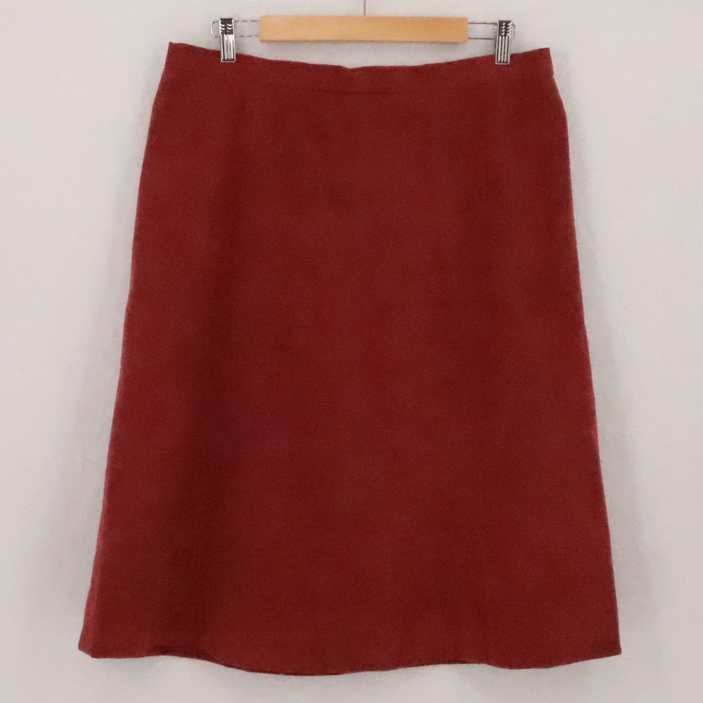 Faux Vegan Suede Skirt Womens Size 14 Burgundy Western Office Cowgirl Boho